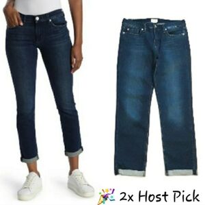 Hudson Krista Straight Crop Roll Cuff Jeans - Size 28 Dark Wash Jeans